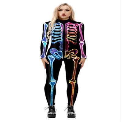 Honeystore Women's Skeleton Tight 1-Piece Jumpsuit Halloween Party Bodysuit Outfit BAX-170 S