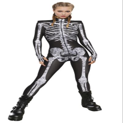 Honeystore Women's Skeleton Tight 1-Piece Jumpsuit Halloween Party Bodysuit Outfit BKAL-011 XL