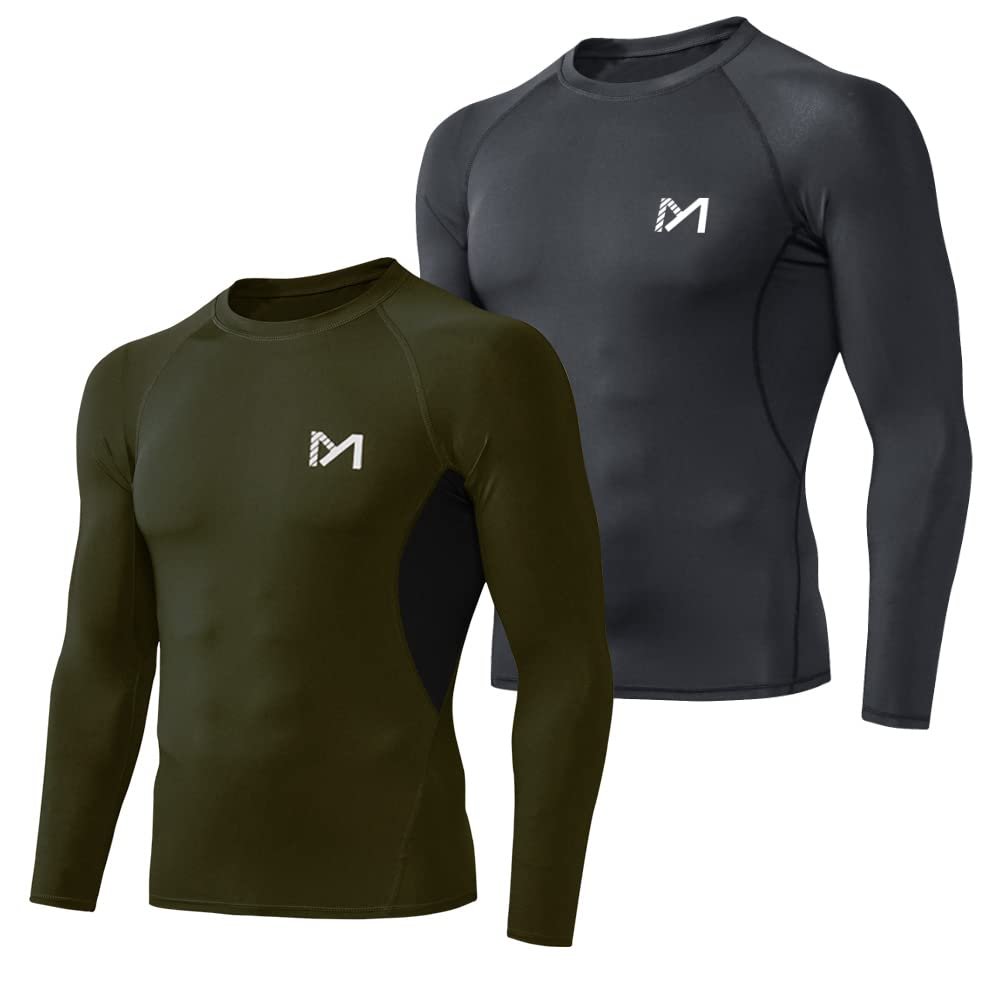 MEETYOO Men's Compression Shirt, Cool Dry Long Sleeve Underwear Top for Men, Sport Fitness Base Layer