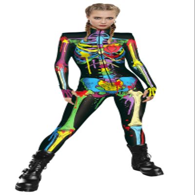 Honeystore Women's Skeleton Tight 1-Piece Jumpsuit Halloween Party Bodysuit Outfit BKAL-009 L