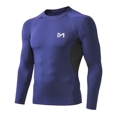 MEETYOO Men's Compression Shirt, Cool Dry Long Sleeve Underwear Top for Men, Sport Fitness Base Layer Blue
