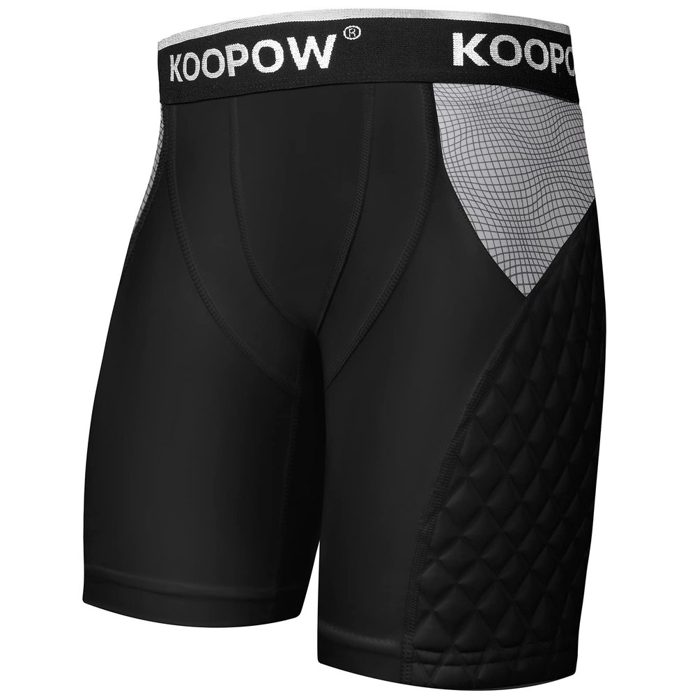 KOOPOW Boys' Sliding Shorts Youth Padded Slider Shorts Sliding Pads with Cup Pocket for Baseball, Football, Lacrosse, Hockey