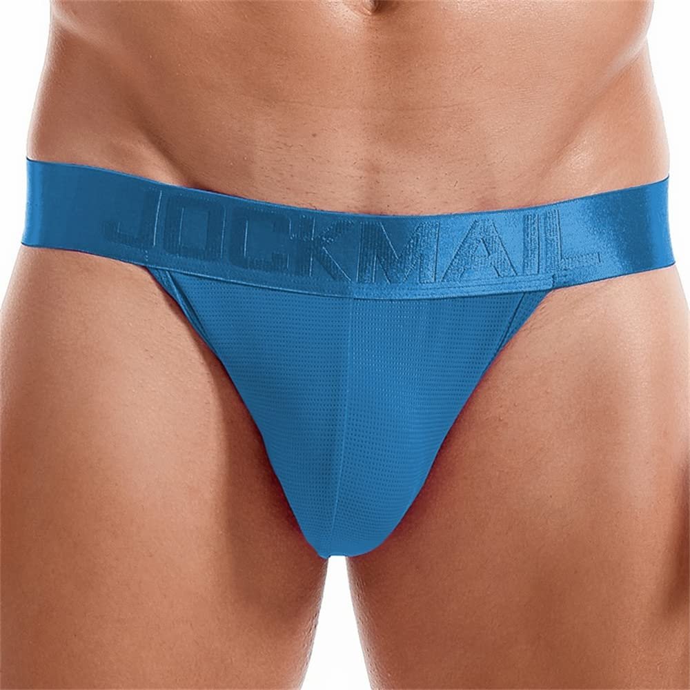 JOCKMAIL Mens Jockstrap Underwear Jock Straps Male Athletic Supporters for Men Blue