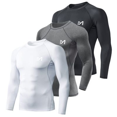 MEETYOO Men's Compression Shirt, Cool Dry Long Sleeve Underwear Top for Men, Sport Fitness Base Layer
