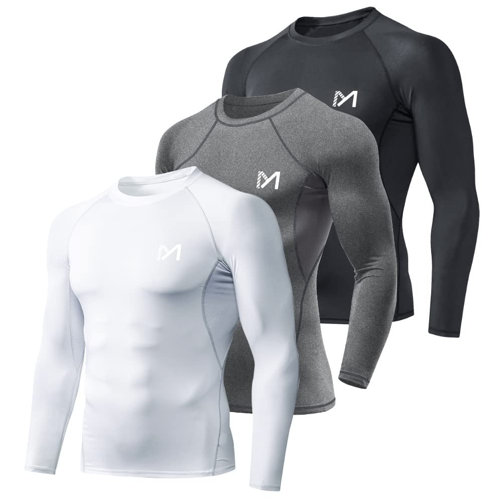 MEETYOO Men's Compression Shirt, Cool Dry Long Sleeve Underwear Top for Men, Sport Fitness Base Layer