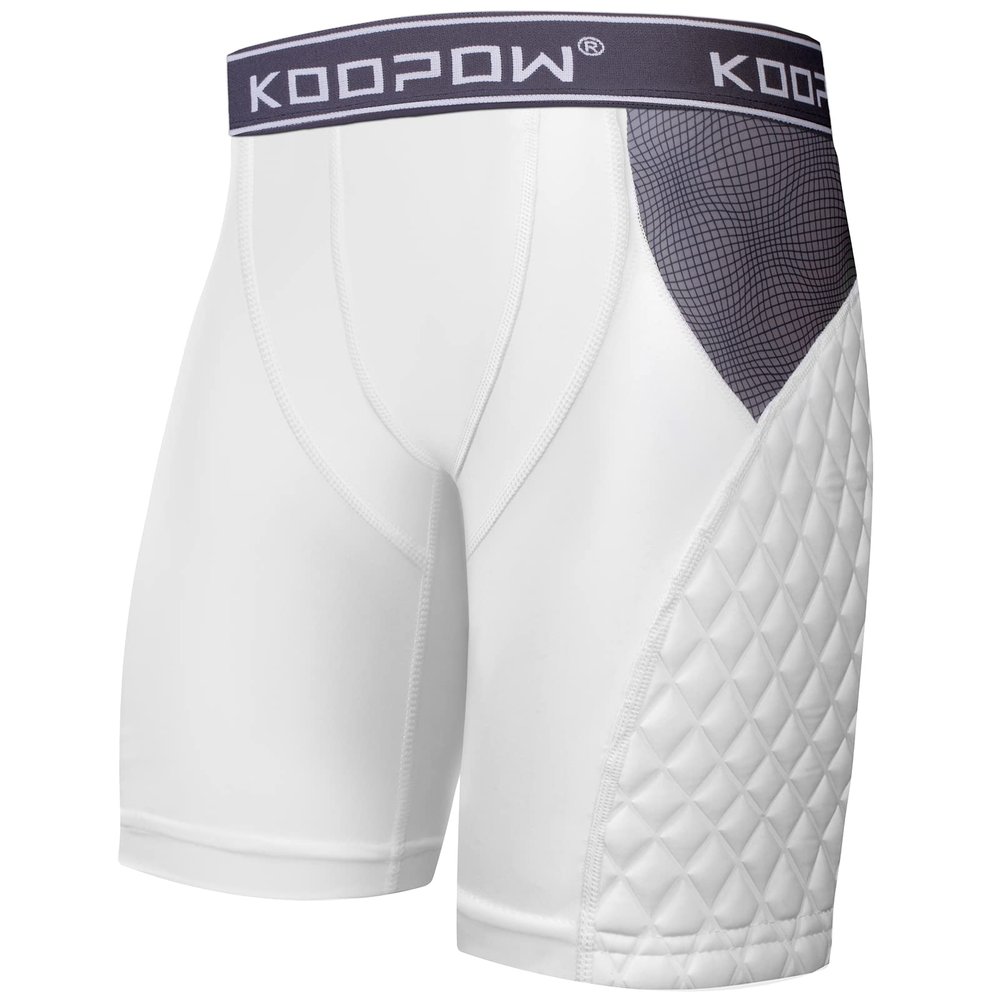 KOOPOW Boys' Sliding Shorts Youth Padded Slider Shorts Sliding Pads with Cup Pocket for Baseball, Football, Lacrosse, Hockey