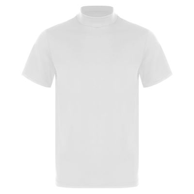 Freebily Mens Basic Turtleneck Short Sleeve T-Shirts Slim Fit Undershirt Solid Knitwear Sweaters White A Large