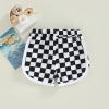 Toddler Baby Boy Girl Checkerboard Plaid Pants Elastic Waist Casual Trousers Spring Summer Short Pants(D-Black,2-3T) view 3