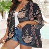 Kimono Cardigans Floral Womens Tops Dressy Casual Spring Cover ups Chiffon Open Front Shirts (BlackLace,S) view 3