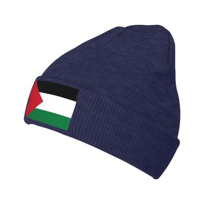 Alin-Z Palestinian Flag Cuffed Beanie for Men Women Knit Skull Cap Winter Beanie Hat Navy Blue