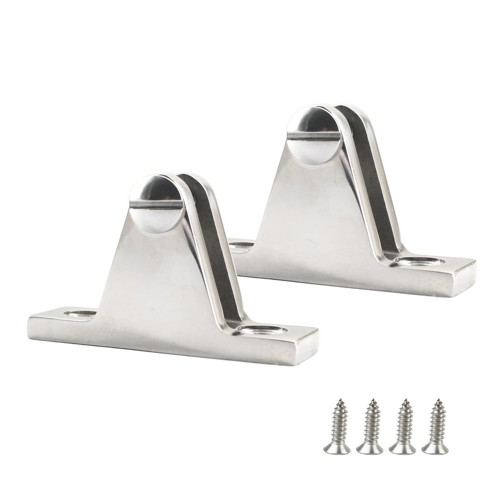 2 Pack Stainless Steel Boat Marine Deck Hinge Mount Bimini Top Awning Hardware Fitting with Removable Pin Style 1