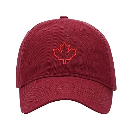 Baseball Cap Men Canadian Maple Leaf Embroidered Washed Cotton Dad Hat Baseball Caps (Red,7 5/8)