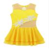 FEESHOW Big Kids Girls Sleeveless Shiny Rhinestone Figure Ice Skating Dress Ballerina Gym Leotard Dancewear Costume Yellow 14 Years view 3
