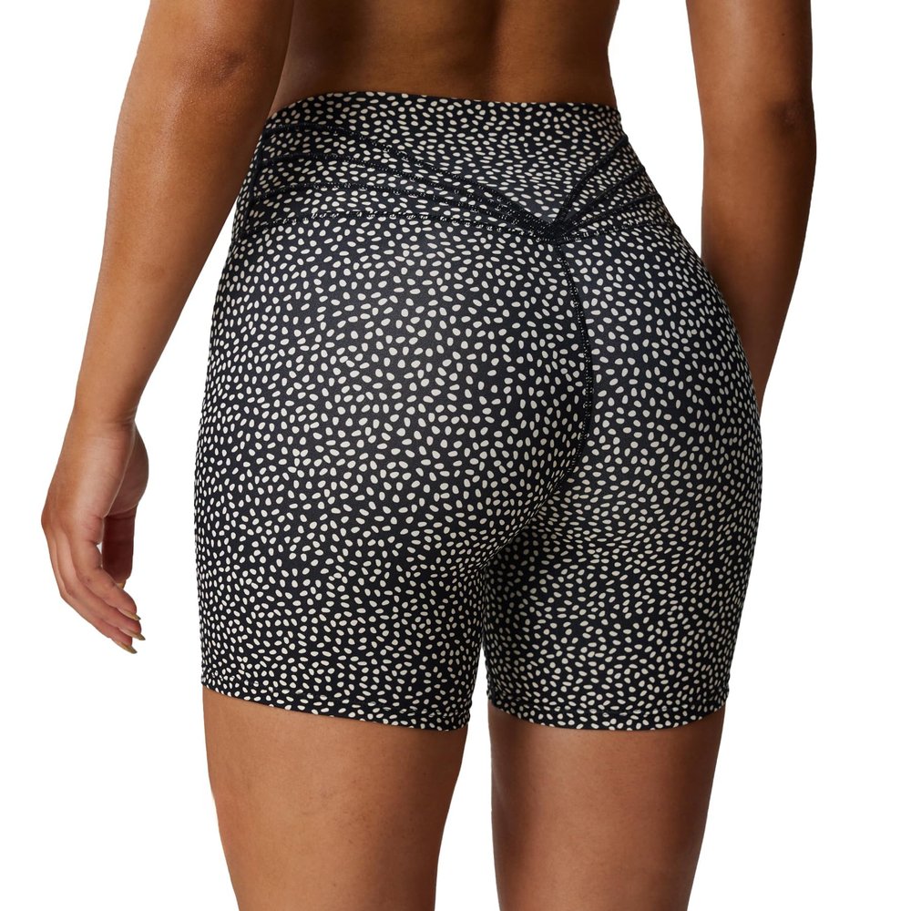 Aoxjox Trinity Workout Biker Shorts for Women Tummy Control High Waisted Exercise Athletic Gym Running Yoga Short 6" (Black Dot Print, XX-Small)