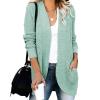 JEsilunmaMY Women's Long Sleeve Draped Cardigan Loose Casual Open Front Knit Sweater Solid Color Chunky Outwear with Pockets (Green,3X-Large) view 1