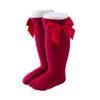 BULINGNA Toddler Infant Baby Girl Princess Bowknot Stockings Solid Color Ruffled Knee High Socks Tube School Uniform Leggings (Wine red, 5-7 Years) view 1