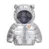 Toddler Boys Girls Winter Windproof Cartoon Shine Bear Hooded Coat Jacket Kids Warm Outerwear Coat (Silver, 3-4 Years) view 1