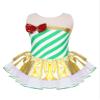 Hansber Dance Leotard Dress for Girls Mrs Santa Christmas Costume Mesh Splice Candy Cane Ice Skating Tutu Green 8 Years