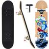 CAPARK Skateboards for Beginners Adults Youths Teens Kids Girls Boys 31 Inch Pro Complete Skate Boards 7 Layer Canadian Maple Double Kick Concave Longboards (Shark) view 1