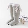 BULINGNA Toddler Infant Baby Girl Princess Bowknot Stockings Solid Color Ruffled Knee High Socks Tube School Uniform Leggings (Light gray, 2-3T) view 2