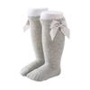 BULINGNA Toddler Infant Baby Girl Princess Bowknot Stockings Solid Color Ruffled Knee High Socks Tube School Uniform Leggings (Light gray, 3-5T) view 1