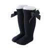 BULINGNA Toddler Infant Baby Girl Princess Bowknot Stockings Solid Color Ruffled Knee High Socks Tube School Uniform Leggings (Black, 3-5T) view 1