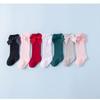 BULINGNA Toddler Infant Baby Girl Princess Bowknot Stockings Solid Color Ruffled Knee High Socks Tube School Uniform Leggings (Black, 3-5T) view 4