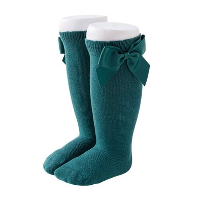 BULINGNA Toddler Infant Baby Girl Princess Bowknot Stockings Solid Color Ruffled Knee High Socks Tube School Uniform Leggings (Green, 0-12 Months)