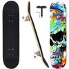 CAPARK Skateboards for Beginners Adults Youths Teens Kids Girls Boys 31 Inch Pro Complete Skate Boards 7 Layer Canadian Maple Double Kick Concave Longboards (Colorful Skull) view 1