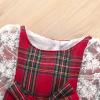 Toddler Girls Christmas Skirt Long Sleeve Lace Patchwork Plaid Bowknot Princess Dress Xmas Party (Red, 18-24 Months) view 3