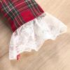 Toddler Girls Christmas Skirt Long Sleeve Lace Patchwork Plaid Bowknot Princess Dress Xmas Party (Red, 18-24 Months) view 4