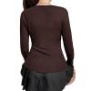 Fairy Grunge Shirts for Women Y2K Tops Long Sleeve Lace Patchwork Tees Teen Girls Vintage Slim Blouse Fall Clothes (F Brown, L) view 4
