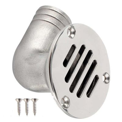 316 Stainless Steel Boat Floor Deck Water Drain Boat Accessories 90 Degree Marine Boat Floor DrainBoat Accessories Fits for 32/38mm Pipe W/Fasterners (1-1/2inch/38.5mm, Type:Integrated Cover Style)