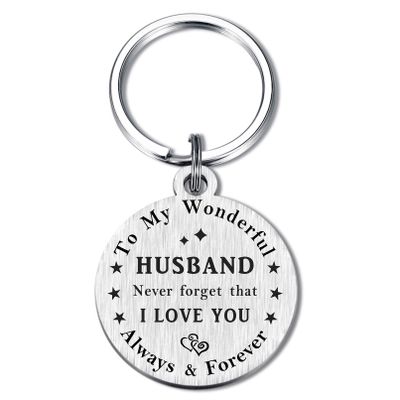 BAZLJY Husband Gift - Father's Day Keychain from Wife - Dad Key Chain for Birthday, Anniversary