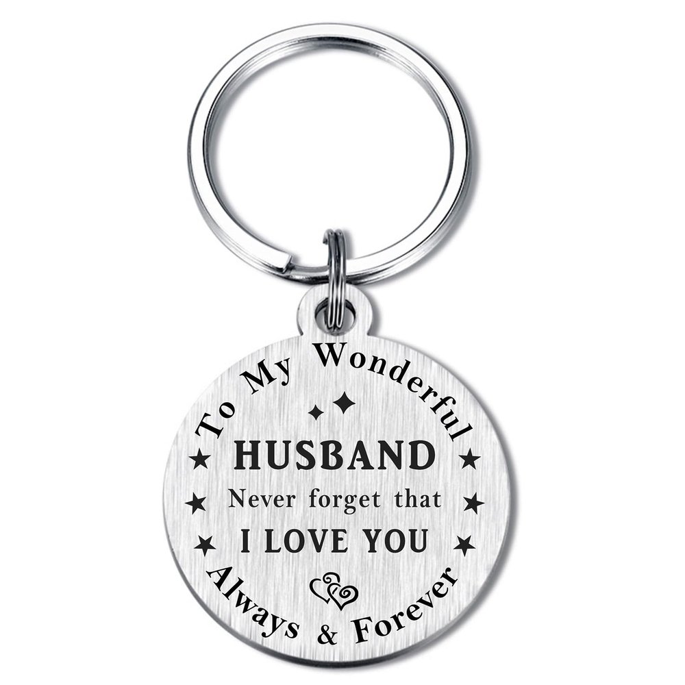 BAZLJY Husband Gift - Father's Day Keychain from Wife - Dad Key Chain for Birthday, Anniversary