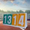 SM SunniMix 4 Digit Flip Score Scorekeeper Competition Portable Tabletop Scoreboard for Basketball Tennis Ball Badminton Baseball Sports, Yellow Green view 2