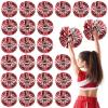 Yunsailing 24 Pack Cheerleading Pom Poms with Baton Handle 14.5 Inch Metallic Cheering Squad Pompoms for Team Sports Football Dance Cheering Adults(Red and Silver) view 1