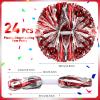Yunsailing 24 Pack Cheerleading Pom Poms with Baton Handle 14.5 Inch Metallic Cheering Squad Pompoms for Team Sports Football Dance Cheering Adults(Red and Silver) view 2