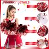 Yunsailing 24 Pack Cheerleading Pom Poms with Baton Handle 14.5 Inch Metallic Cheering Squad Pompoms for Team Sports Football Dance Cheering Adults(Red and Silver) view 3