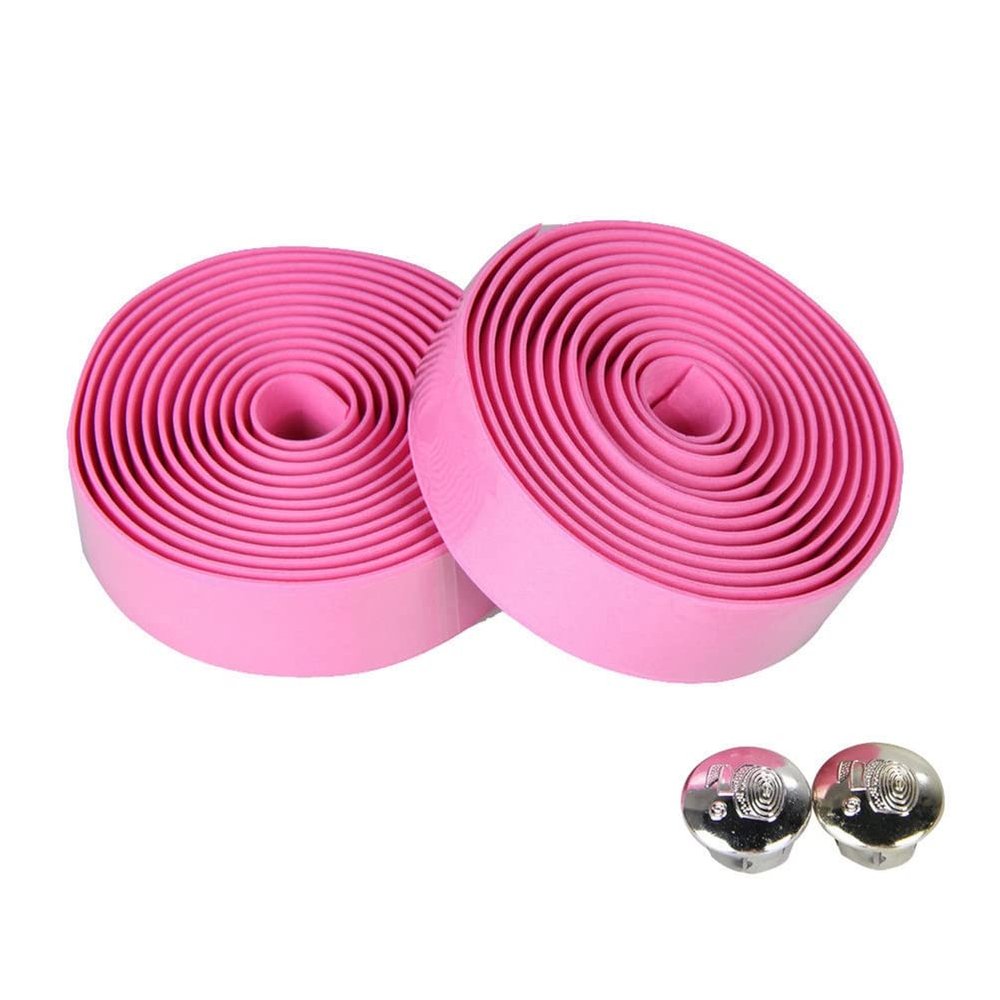 Bike Handlebar Tape, EVA Road Bike Handlebar Tapes, Bicycle Bar Tape, Cycling Handle Wraps, 2 Rolls, Bicycle Handlebar Tape for Road, Urban, MTB Bikes, Includes 2 Handlebar Plugs Pink