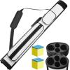 Deekin 2 x 2 Hard Oval Pool Cue Billiard Stick Carrying Case with 4 Holes and 2 Pieces Pool Chalk Cubes(White) view 1