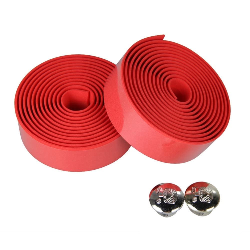 Bike Handlebar Tape, EVA Road Bike Handlebar Tapes, Bicycle Bar Tape, Cycling Handle Wraps, 2 Rolls, Bicycle Handlebar Tape for Road, Urban, MTB Bikes, Includes 2 Handlebar Plugs Red