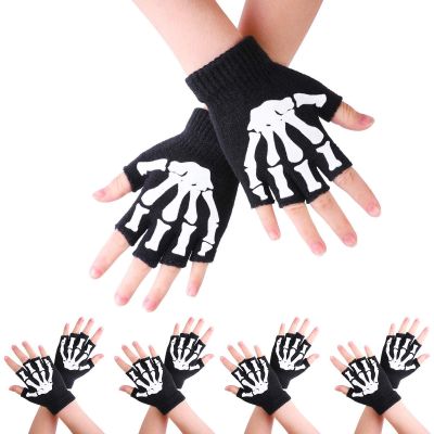 Kids Winter Gloves Kids Fingerless Warm Knitted Dark Skeleton Mitten Pairs 1/2/5 in Glow Gloves Kids Gloves & Mittens