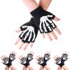Kids Winter Gloves Kids Fingerless Warm Knitted Dark Skeleton Mitten Pairs 1/2/5 in Glow Gloves Kids Gloves & Mittens view 1