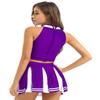 Hansber Women's Cheer Leader Costume Zip Back Crop Top with Pleated Mini Skirt Cheerleading Outfits Halloween Cosplay Costume Purple X-Large view 2