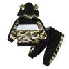 2PCS Boys Fall Clothes Set, Toddler Infant Baby Boys Dinosaur Long Sleeve Hoodie Tops Sweatsuit (f-Yellow, 12-18 Months) view 1