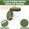 Lewtemi 2 Pcs 5 Gallon Bucket Seat 360 Degree Swivel Lid with 2" Thick Green Padded Cushion Lid with Waterproof Cover, Ideal for Winter Ice Fishing, Waterfowl Hunting, Camping and Outdoor Activities view 3