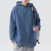 Maiyifu-GJ Men's Solid Loose Fit Pullover Hoodies Casual Athletic Hooded Sweatshirts Long Sleeve Hoodie with Kanga Pocket (Blue 2,5X-Large) view 4