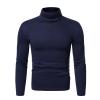 Maiyifu-GJ Mens Basic Fleece Turtleneck Pullover Top Solid Slim Fit Long Sleeve Thermal T-Shirts Casual Lightweight Sweaters (Dark Blue 2,Large) view 1