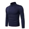 Maiyifu-GJ Mens Basic Fleece Turtleneck Pullover Top Solid Slim Fit Long Sleeve Thermal T-Shirts Casual Lightweight Sweaters (Dark Blue 2,Large) view 3